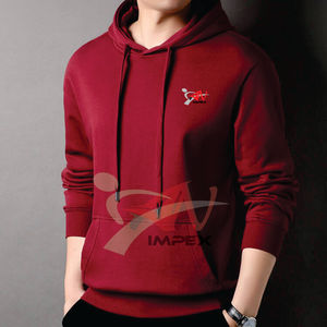 เสื้อฮู้ดผู้ชายผ้าฝ้ายฟลีซ 100% สีพื้น ดีไซน์พิมพ์ลายนูนปรับแต่งได้เต็มที่ ขายดีในฤดูหนาว ระบายอากาศได้ดี เป็นมิตรกับสิ่งแวดล้อม แห้งเร็ว - Product Image 3