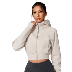 Sudadera Deportiva de Forro Polar para Mujer, con Cierre Completo, Capucha, Corte Ajustado, Informal, para Gimnasio, Otoño, con Apliques para los Pulgares en la Parte Delantera - Product Image 4