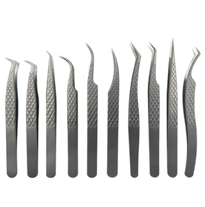 Pince à cils personnalisée en acier inoxydable antistatique de précision Outil d'extension de cils à pointe de fibre professionnel - Product Image 1