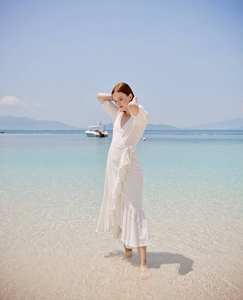 Linen Clothing for Women <b>White</b> Wrap <b>Dress</b> in Cotton or Linen Fabric Timeless Elegant and Breathable Style - Product Image 6