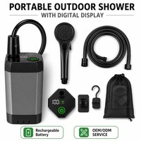 Kit de douche portable d'extérieur - Pompe de douche de camping rechargeable avec affichage numérique, douchette haute pression pour la randonnée