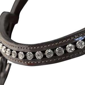 Brida de manivela acolchada de cuero cómoda de alta calidad con Flash Noseband Crystal Browbands Riendas de goma Ecuestre - Product Image 2