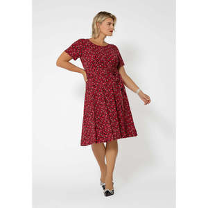 Abito Midi Leota da Donna in Jersey Viola con Stampa Floreale Brittany, Modello Svasato e Vestibilità Aderente - Vita Naturale - Product Image 2