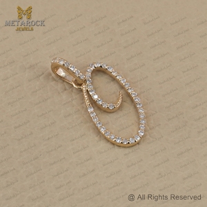 Colgante con inicial de diamante Natural, joyería hecha a mano con letra O de oro amarillo de 14k, regalo de Navidad, colgante del alfabeto - Product Image 3