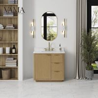 Meuble-lavabo de salle de bain personnalisé de 36 pouces avec effet ondulé et lavabo simple