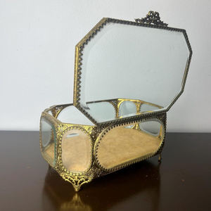 Boîte en verre artisanale indienne de qualité exportée Produit en vrac pour boîte souvenir Boîte biseautée de rangement pour bibelots bijoux accessoires - Product Image 2