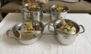 Elegant Butterfly Series Hand-Hammered Stainless Steel Eco-Friendly Stockpot <b>Set</b> Europe Antique Silver Finish Decorative <b>Pot</b> <b>Pan</b> - Product Image 3