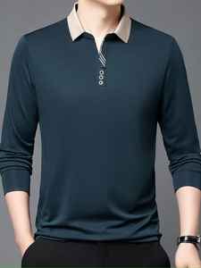 Nouveau Polo Homme en Polyester de Haute Qualité, Manches Longues, Respirant, Jersey Uni, Personnalisable, Quatre Saisons - Product Image 4