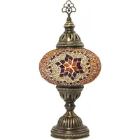 Lampe de bureau LED électrique en mosaïque avec abat-jour en verre coloré fait main, base de lampe en bronze pour l'éclairage de la chambre