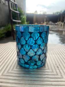 Portavelas de Cera de Abeja con Mosaico Acuático de Alta Calidad, Hermosos Portavelas Decorativos en Forma de Flor Verde Mar, Decoración Navideña para el Hogar - Product Image 2