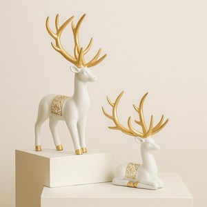 Juego de 2 renos blancos para decoración de mesa, elegantes detalles festivos para decoración navideña del hogar, sala de estar u oficina - Product Image 3