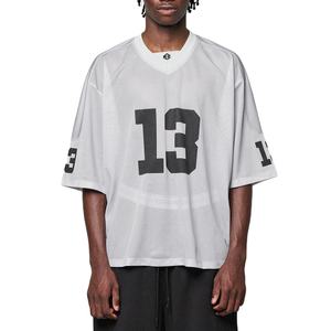 Maillot de football américain respirant en maille, coupe oversize et carrée, personnalisable avec numéro, 100 % polyester, OEM pour la mode streetwear - Product Image 1