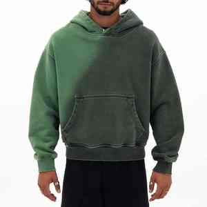 Ropa de calle de algodón pesado personalizada Sun Faded Acid Wash Boxy Cropped Blank Hoodie para hombres - Product Image 1