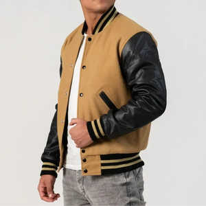 Veste de baseball universitaire pour homme personnalisable avec manches en cuir véritable, patchs brodés en chenille, vestes de type letterman - Product Image 6