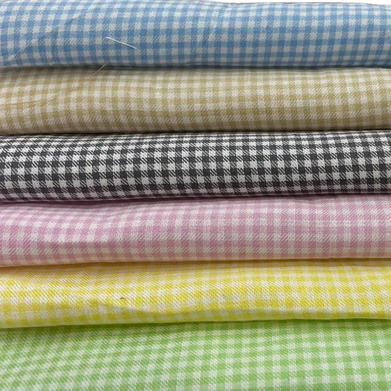 Kleiner Gingham-Karos toff aus Baumwollgarn gefärbtem Twill-Stoff für Herren hemden und Kleid für den Großhandel