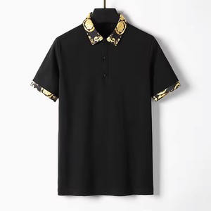 2024 New Breathable Printed Collar Men's for T-shirts Casual Short Sleeve Customized Logo Design 100% Cotton MS-<b>PS</b>-012 - Product Image 4