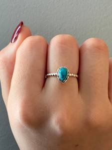Bague de bijoux en argent Sterling 925 fin à la mode pour les femmes accrocheur Style rétro naturel Turquoise pierres précieuses cadeaux de mariage - Product Image 3
