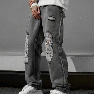 Pantalones Vaqueros de Mezclilla Anchos y Holgados con Bordado Personalizado al por Mayor, Estilo Hip Hop, para Hombre - Product Image 2