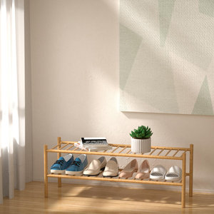 Zapatero de bambú apilable moderno de 35 \ "X11 \" X13 \ "Muebles de acero extensibles de fácil montaje para pasillo - Product Image 1