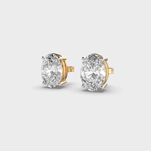 Boucles d'oreilles clous en diamant de laboratoire taille ovale pour femme en or blanc/rose/jaune 9 carats - Product Image 6