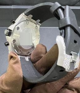 VVS redondo Moissanite diamante hombres cuarzo aleación banda moda reloj de pulsera elegante Dial fiesta desgaste regalo reloj - Product Image 6