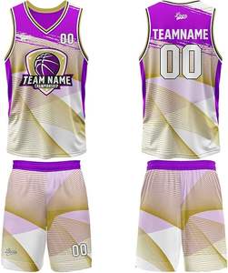 Ensemble de maillots de basket-ball pour hommes gris avec logo personnalisé marron couleur réversible pratique à paillettes par sublimation complète - Product Image 1