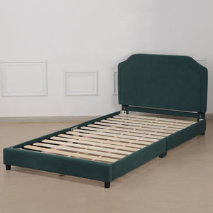 Lit pour enfants avec cadre en bois et tissu en velours, lit rembourré pour enfants, cadre de lit pour tout-petits en bois massif pour enfants pour chambre à coucher / hôtel - Product Image 3