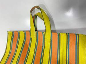 Bolso de compras a rayas tejido plástico cremallera reutilizable respetuoso con el medio ambiente hecho a mano bolsas de playa recicladas estuches para cosméticos - Product Image 5
