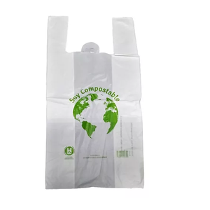 Sac d'épicerie biodégradable OXO + PLA imprimé de logos personnalisés en gros Emballage alimentaire de t-shirt avec logo personnalisé - Product Image 4