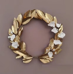 Guirnalda de hojas de Metal dorado clásico diseño ordinal hecho a mano para decoración elegante estante de acento de entrada estilo evento centro de mesa exhibición - Product Image 6