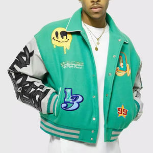 Chaqueta universitaria informal transpirable para hombre, abrigo con letras de estilo callejero con cuello levantado, novedad - Product Image 6