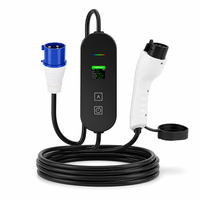 Pengisi Daya EV Portabel 7kW 32A Konektor GB Layar Digital EVSE Rumah, Pengisian Cepat Rumah dengan Steker CEE, OEM ODM