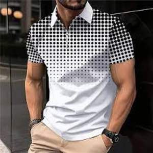 Camiseta de Punto Antiarrugas con Estampado Personalizado de Primera Calidad para Hombre, Manga Corta, Verano - Product Image 2