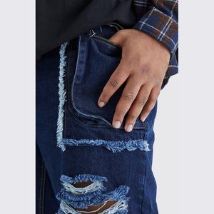 2025 sur mesure automne hiver nouveau élastique affaires décontracté tendance bleu hommes coton Denim respirant rapide haute rue salopette - Product Image 2