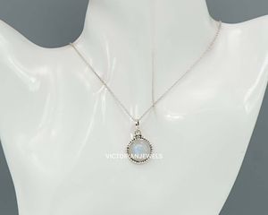 925สีเงินสเตอร์ลิงเดือนราศีเกิดหินมูนสโตนสีรุ้งพร้อมฐานหนามเตยทรงกลม - Product Image 5