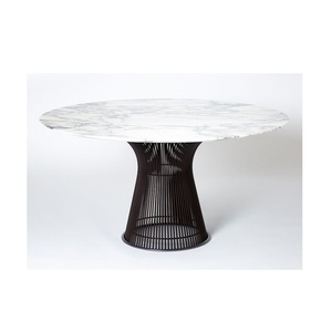 สวน ร้านอาหาร ฮอลล์ & โรงแรม เซ็นเตอร์ กาแฟ และ โต๊ะทานอาหารวิลล่า ฐานลวดสีดํา ท็อปโต๊ะกาแฟหินอ่อนสีขาว - Product Image 1