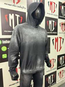 Conjunto de Sudadera con Capucha y Pantalones Jogger para Hombre, Estilo Vintage Desgastado, Oversize, de Alto Gramaje, Ropa Deportiva Urbana, OEM, Marca Privada - Product Image 3