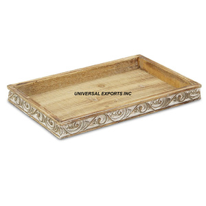 Plateau de service décoratif multifonctionnel en bois fait main, écologique, de haute qualité, classique et élégant, plateau à chocolat - Product Image 4