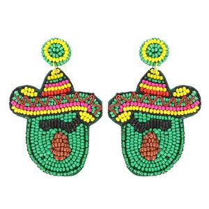 Pendientes de festival de moda para mujer con bordado de cuentas artísticas elaborado con cuentas de vidrio 100% para un aspecto elegante - Product Image 3