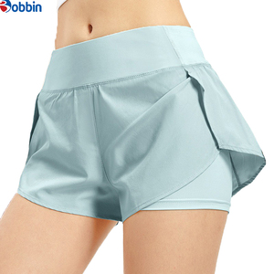 Shorts d'été pour femmes de qualité supérieure BOBBIN INDUSTRIES, double couche, élastique, séchage rapide, respirant, yoga, gym, sport, course à pied, léger - Product Image 2