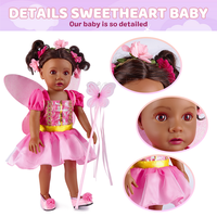 Poupée Reborn Daisy de 18 pouces, corps entier en vinyle, réaliste, petite fille afro-américaine aux cheveux bouclés, jouet doux, poupée de mode