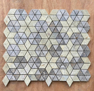 3D Hexagon Multicolor Lemon Yellow Marble <b>Mosaic</b> Tile Polished Square 8mm Thick Water Resistant Eco-Friendly 5 Year Modern - Product Image 1