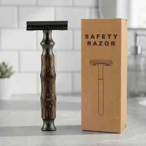 Morgans Industries Double Blade Safety <b>Razor</b> with Natural Bamboo Handle for <b>Men</b> Barber Shop Use Reusable Stainless Steel Blade - Product Image 5