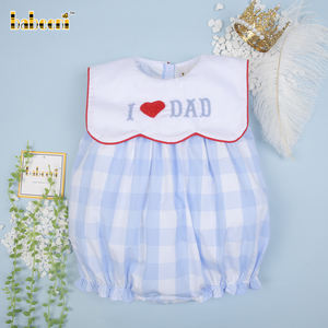 Monos de burbuja festoneados de lujo para bebés, hechos a mano y personalizados con bordado 'I Love Dad', de invierno, en Spandex/Algodón, con certificación OEKO-TEX - Product Image 5