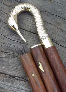 Bastón de Madera Clásico con Empuñadura de Cabeza de Águila de Latón, Estilo Náutico Marítimo Antiguo, Regalo Coleccionable para Caballero - Product Image 2