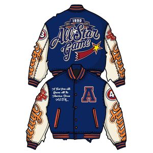 OEM Manufacturer High Quality Canvas Embroidery Breathable <b>Summer</b> <b>Men</b> College Custom Baseball Letterman Graffiti <b>Jacket</b> - Product Image 4