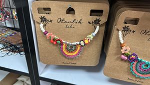 DAFNI BIG PAZAR HANDMADE COTTON SEWING OTHER TYPE FLOWER FOLK ART NECKLACES for MULTIPLE OCCasions - Product Image 2