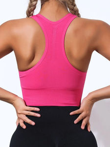 Lightweight Comfortable Breathable Four-Way Stretch Front Logo High Elastic Medium Support Backless Women's Yoga <b>Sports</b> <b>Bra</b> Gym - Product Image 2