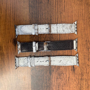 Custom Hair on Cowhide Western Watch Band Hot Sale Genuine Leather Watch <b>Strap</b> Brown Black Watch Band Accessories Men & Women's - Product Image 5