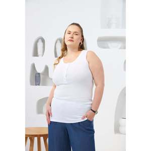 Débardeur camisole grande taille à boutons-pression sur le devant, écru - Product Image 4